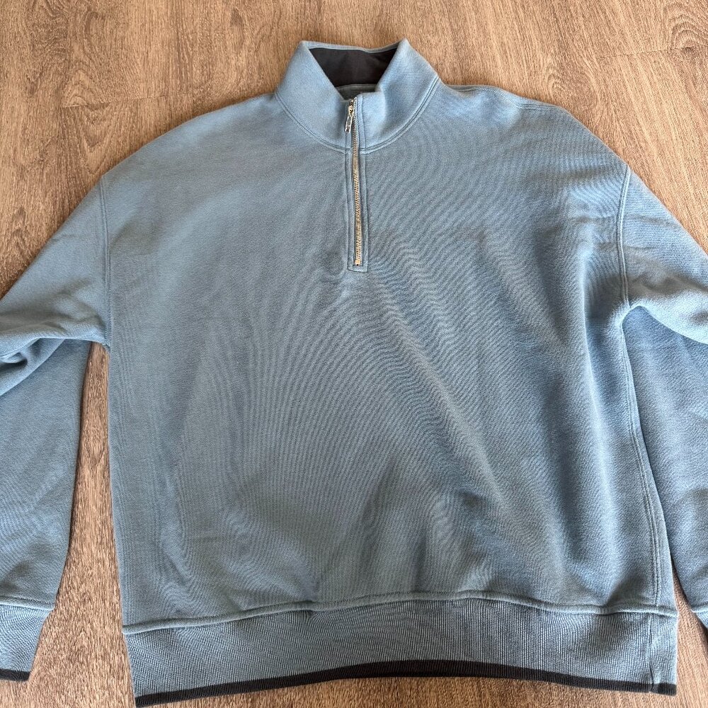 Abercrombie Men’s Teal Blue Quarter Zip Sweatshirt, Medium, Like New
